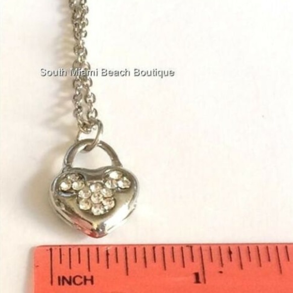 Mickey Mouse Ears Heart Necklace Crystal Disney 18-21" Valentines Day Gift - Picture 7 of 8